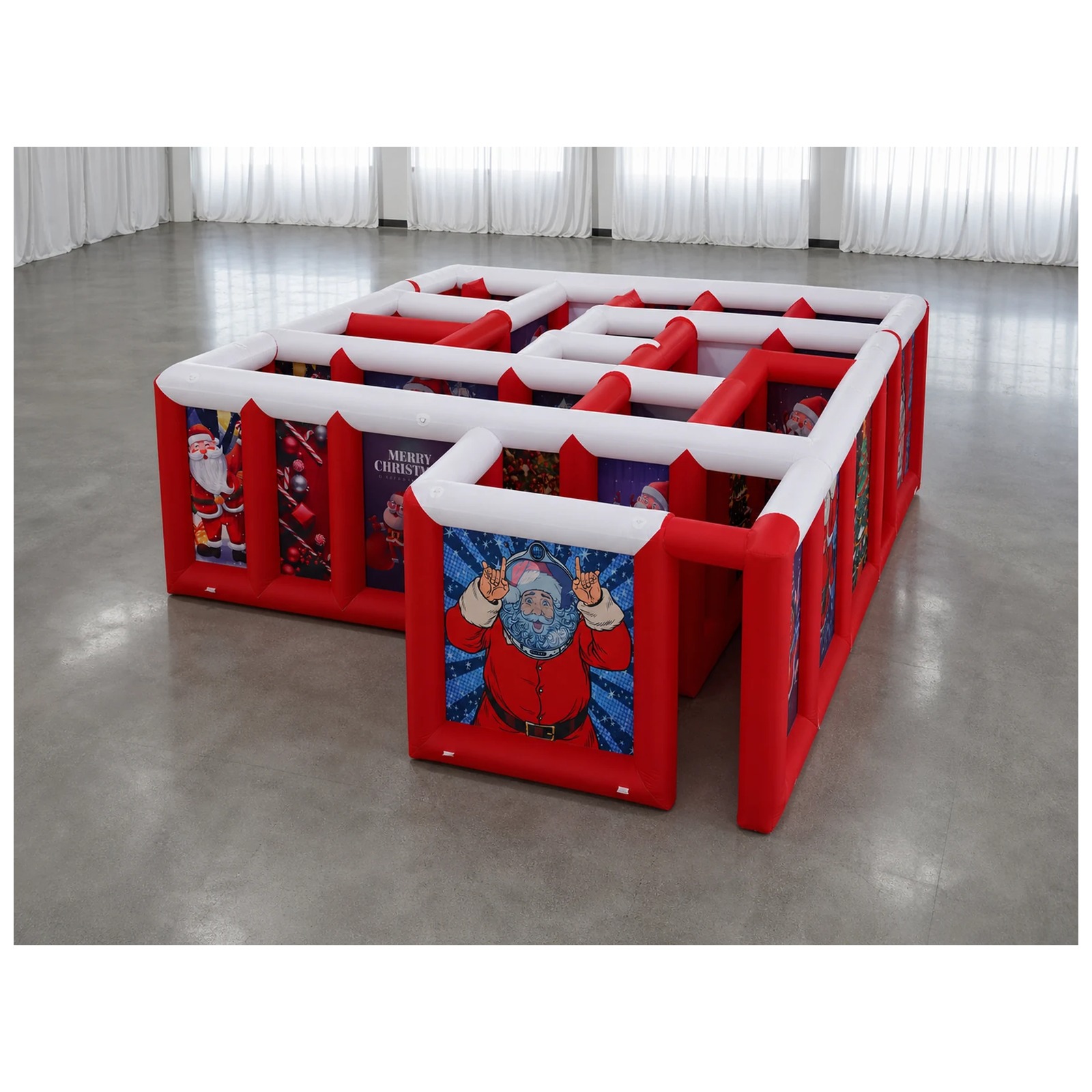 Party Games Kids - Labirin Tiup Atap Datar Merah Putih